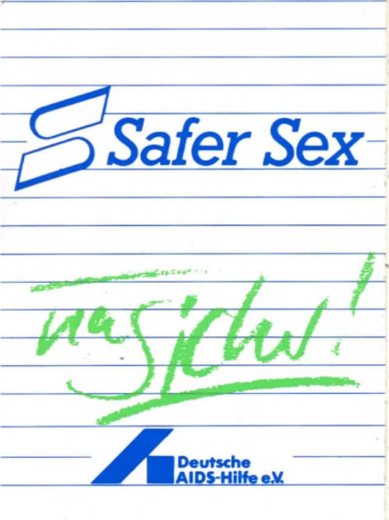 Safer Sex - na sicher! Aufkleber, grün, 1985