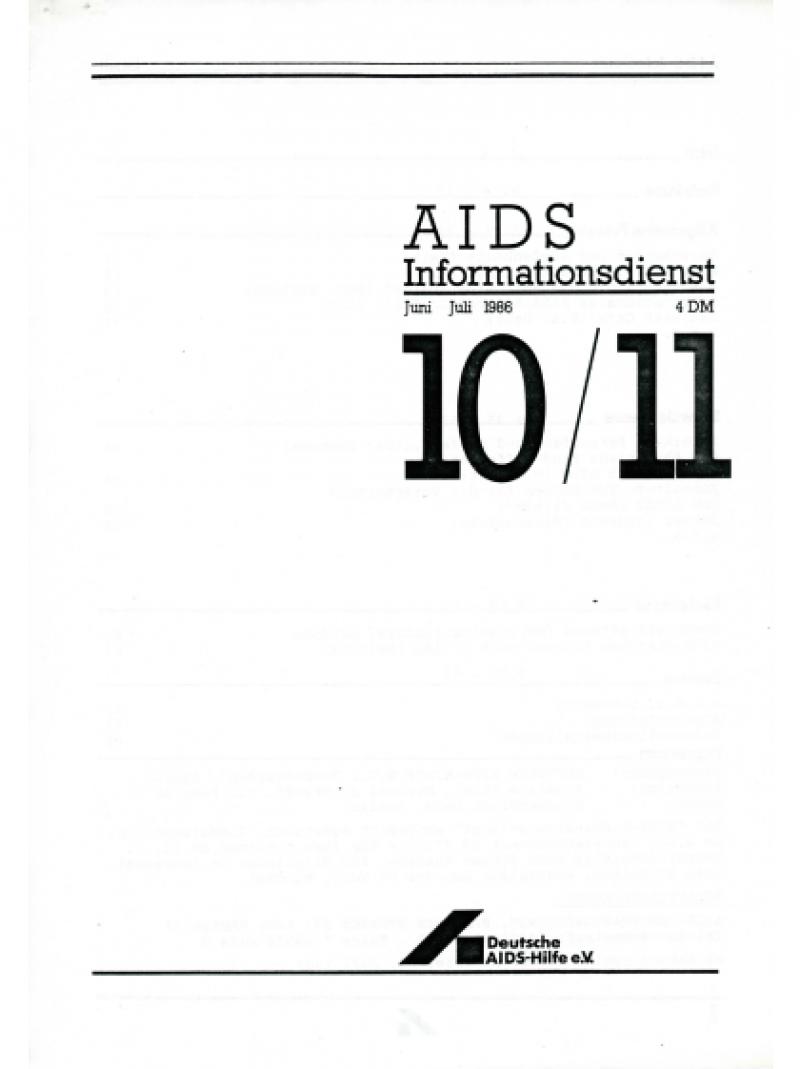 AIDS Informationsdienst Nr.10/11 Juni/Juli 1986