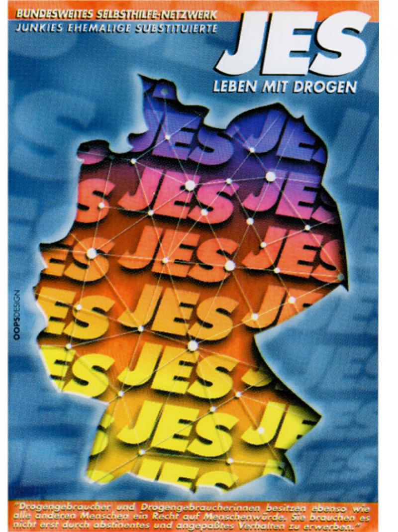 JES - Leben mit Drogen - Klebepostkarte 1999