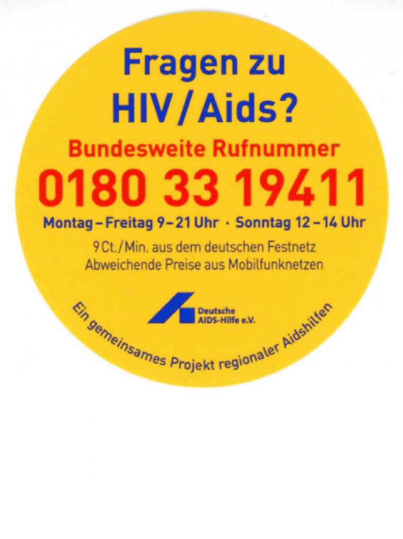 Fragen zu HIV/Aids? Bundesweite Rufnummer 0180 33 19411