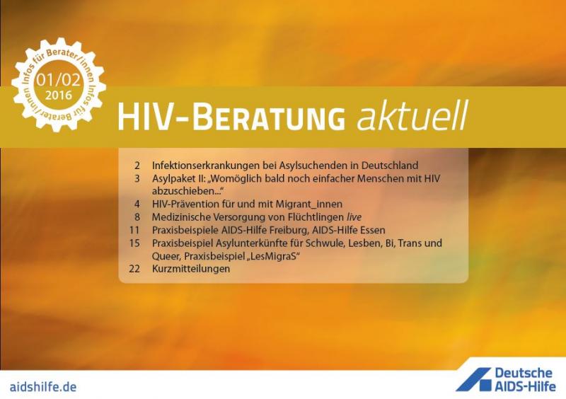 Coverbild. HIV-Beratung aktuell. Ausgabe 2016 01/02.