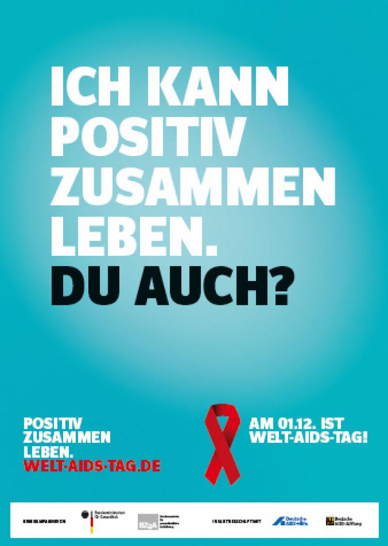 Deckblatt Leporello zum Welt-Aids-Tag 2016 - weisse SChrift auf grünem Grund