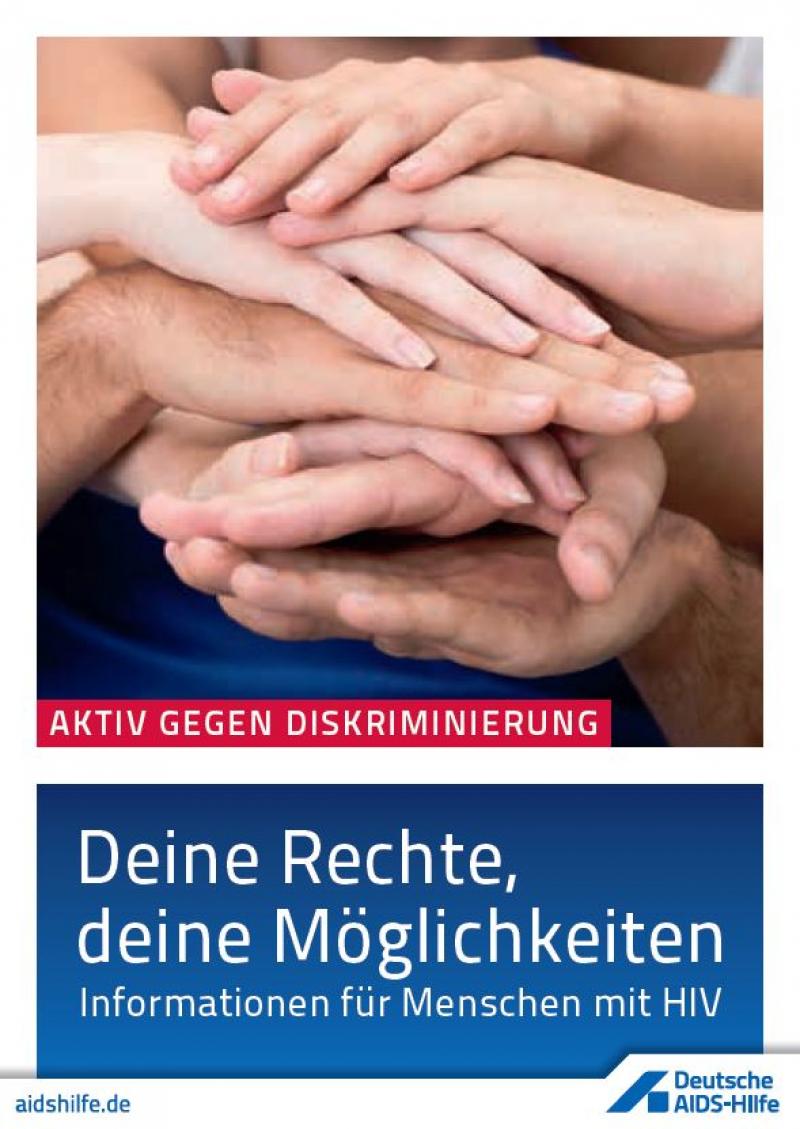 Titelblatt "Deine Rechte, deine Möglichkeiten", zu sehen sind viele, aufeinander gelegte Hände.
