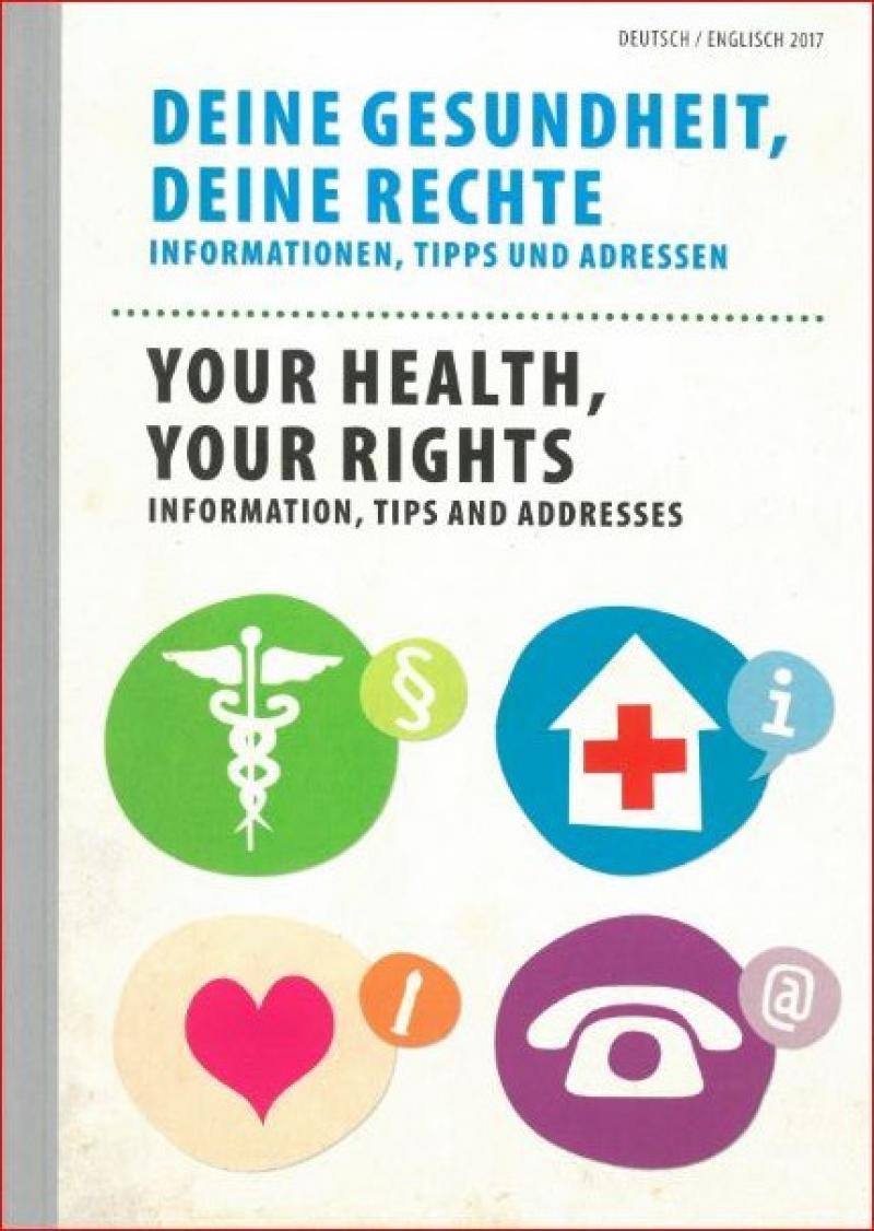 Titelblatt "Deine Gesundheit, Deine Rechte" auf Deutsch und Englisch