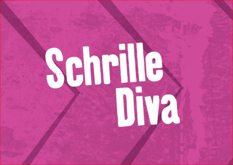 Postkarte, Lila, Aufdruck "Schrille Diva"