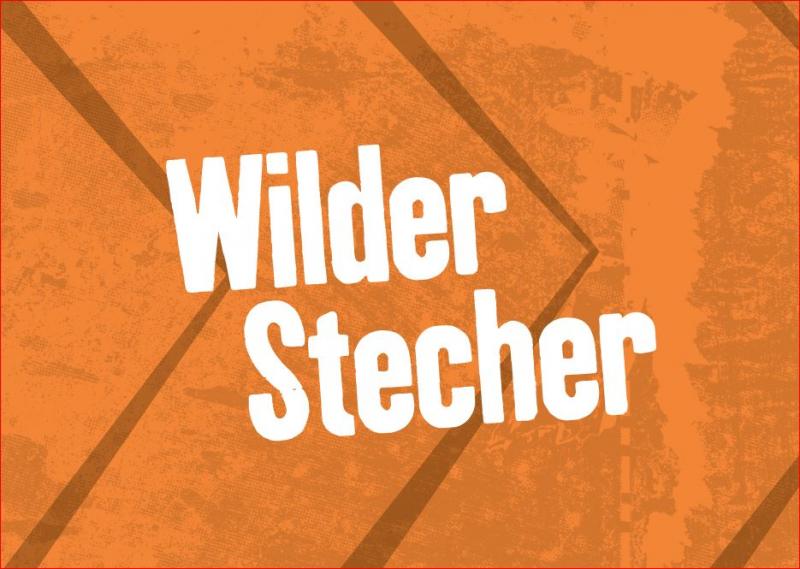 Postkarte, Orange, Aufdruck "Wilder Stecher"