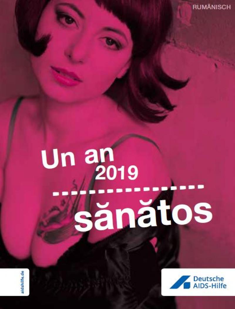 Bild einer Prostituierten. Titel "Gesund durchs Jahr 2019" (Rumänisch)
