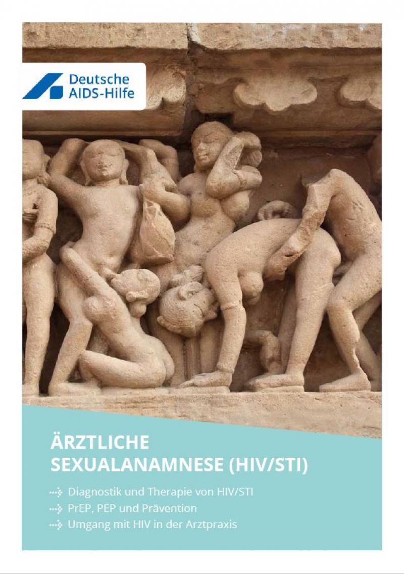 Abbildung eines antiken Steinreliefs von Menschen in verschiedenen, sexuellen Stellungen. titel "Ärztliche Sexualanamnese (HIV/STI)