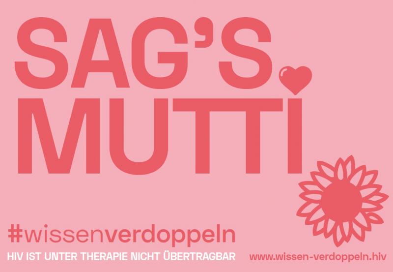 Rote SChrift auf Rosa Hintergrund. Titel "Sags Mutti" #wissenverdoppeln