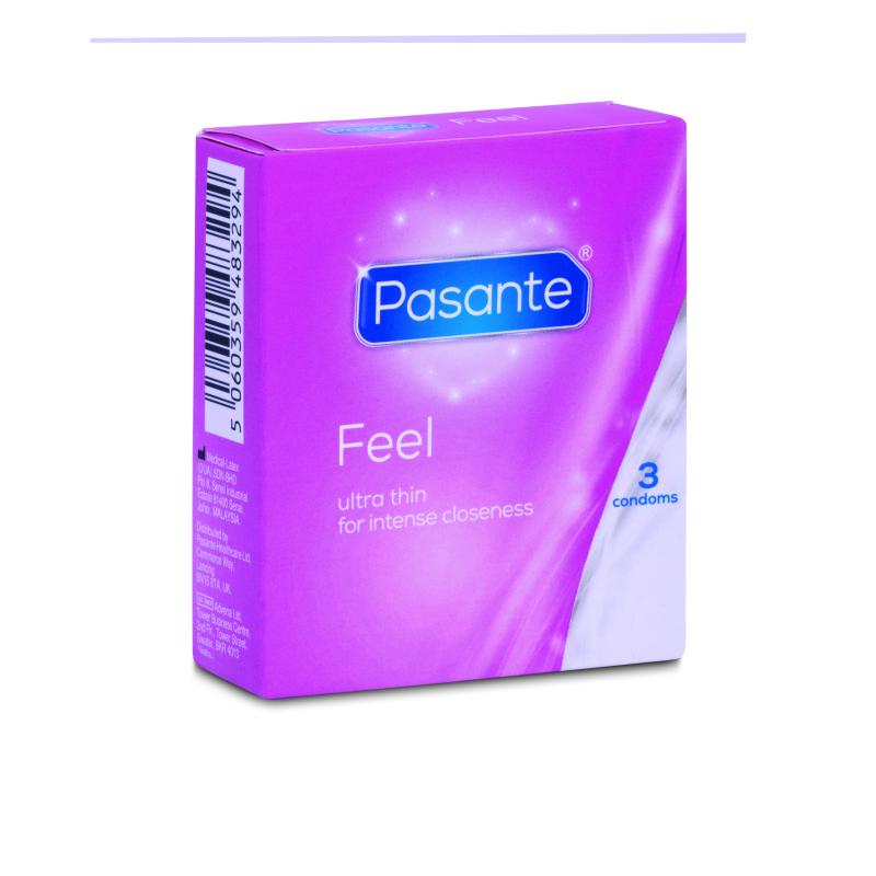 Kondomschachtel, Pasante Sensitive / Feel 3er