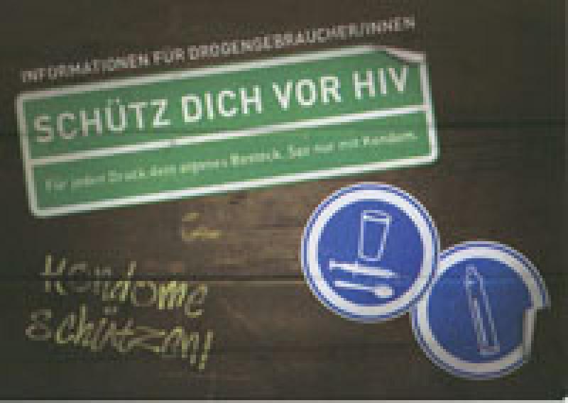Postkartenaufkleber Schütz Dich Vor HIV