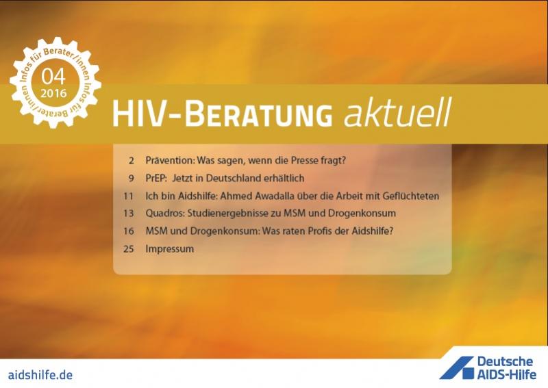 Online Text "HIV-Beratung aktuell" mit den Themen der aktuellen Ausgabe