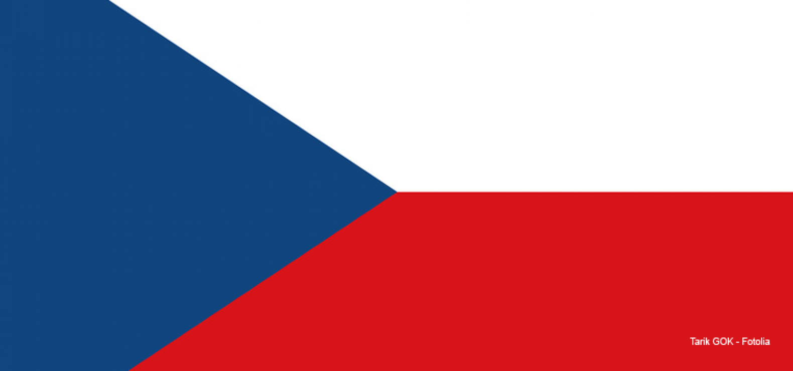 Tschechische Flagge mit einem roten und einem weißen Balken sowie einem blauen Dreieck am linken Rand