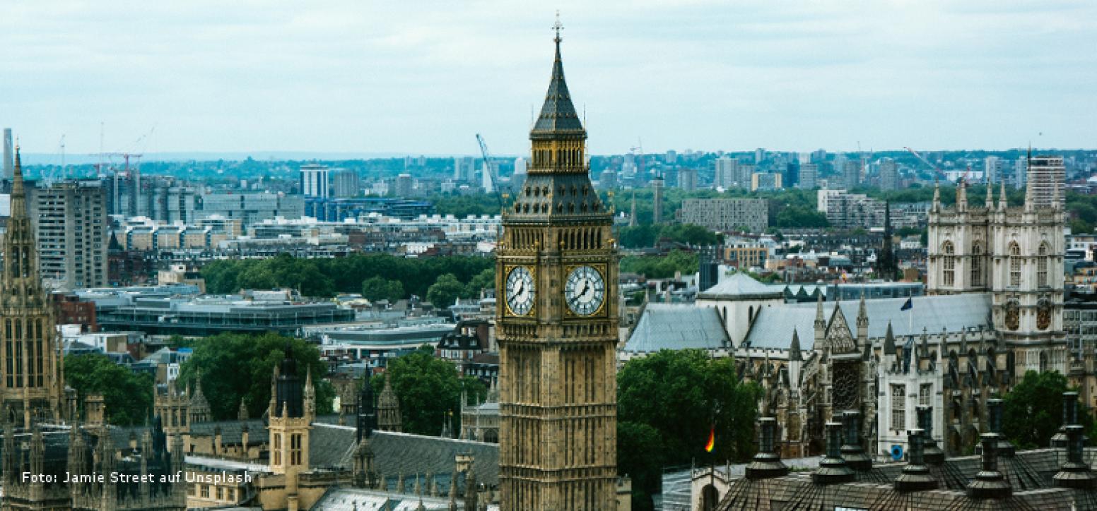 Skyline von London, im Vordergrund der Turm Big Ben