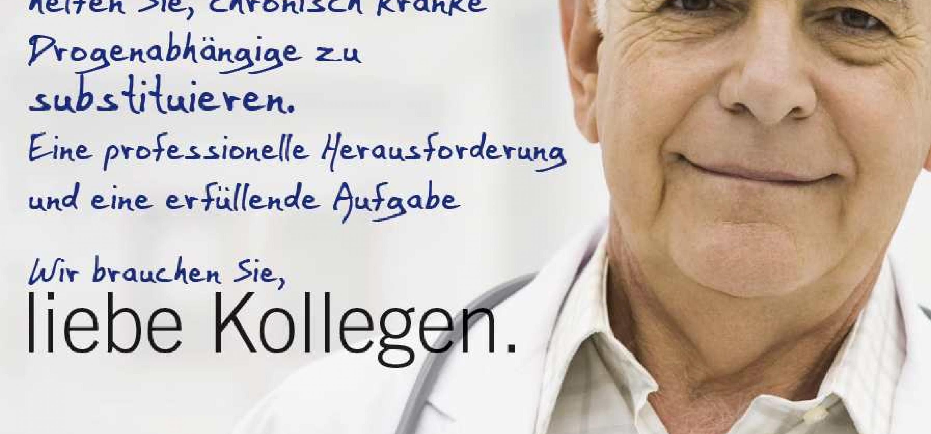 Kampagnenplakat: Arzt appelliert an Kollegen: "Bitte substituieren Sie!"