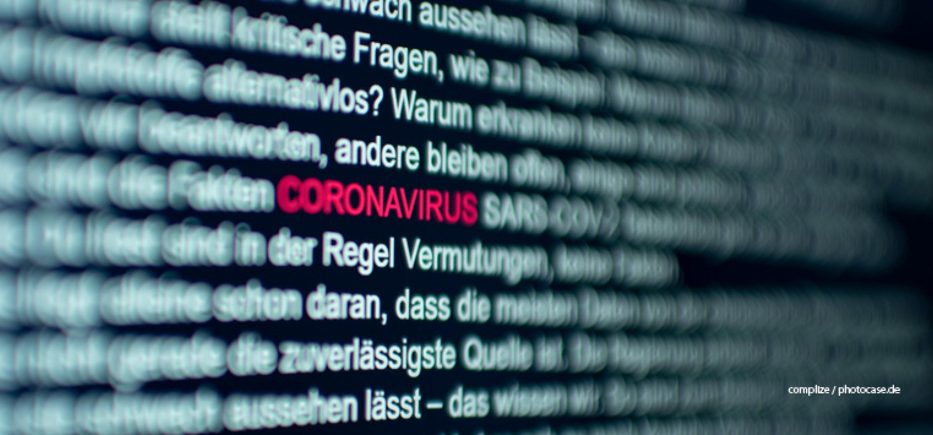 Coronavirus in roter Schrift