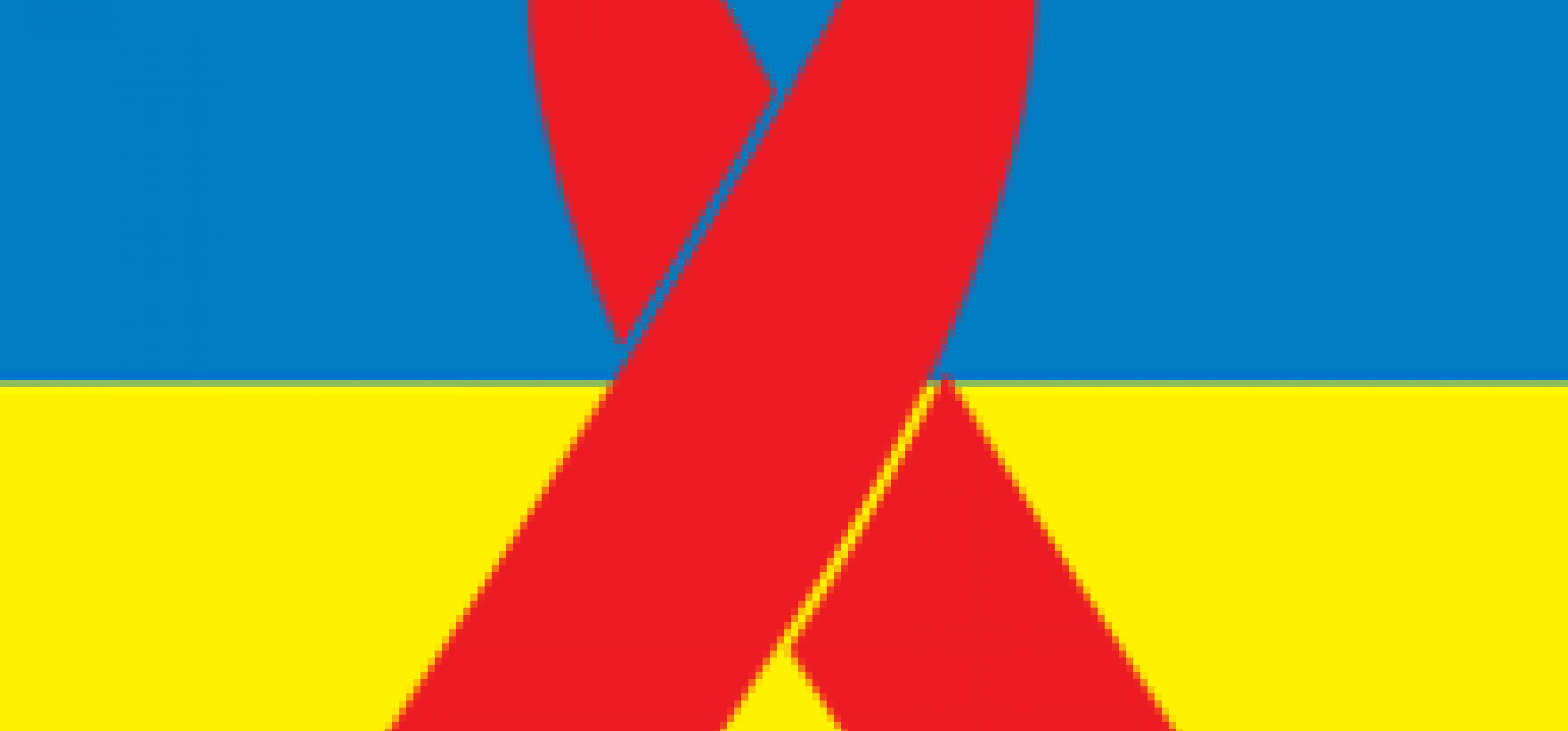 Ukrainische Flagge mit Roter Schleife